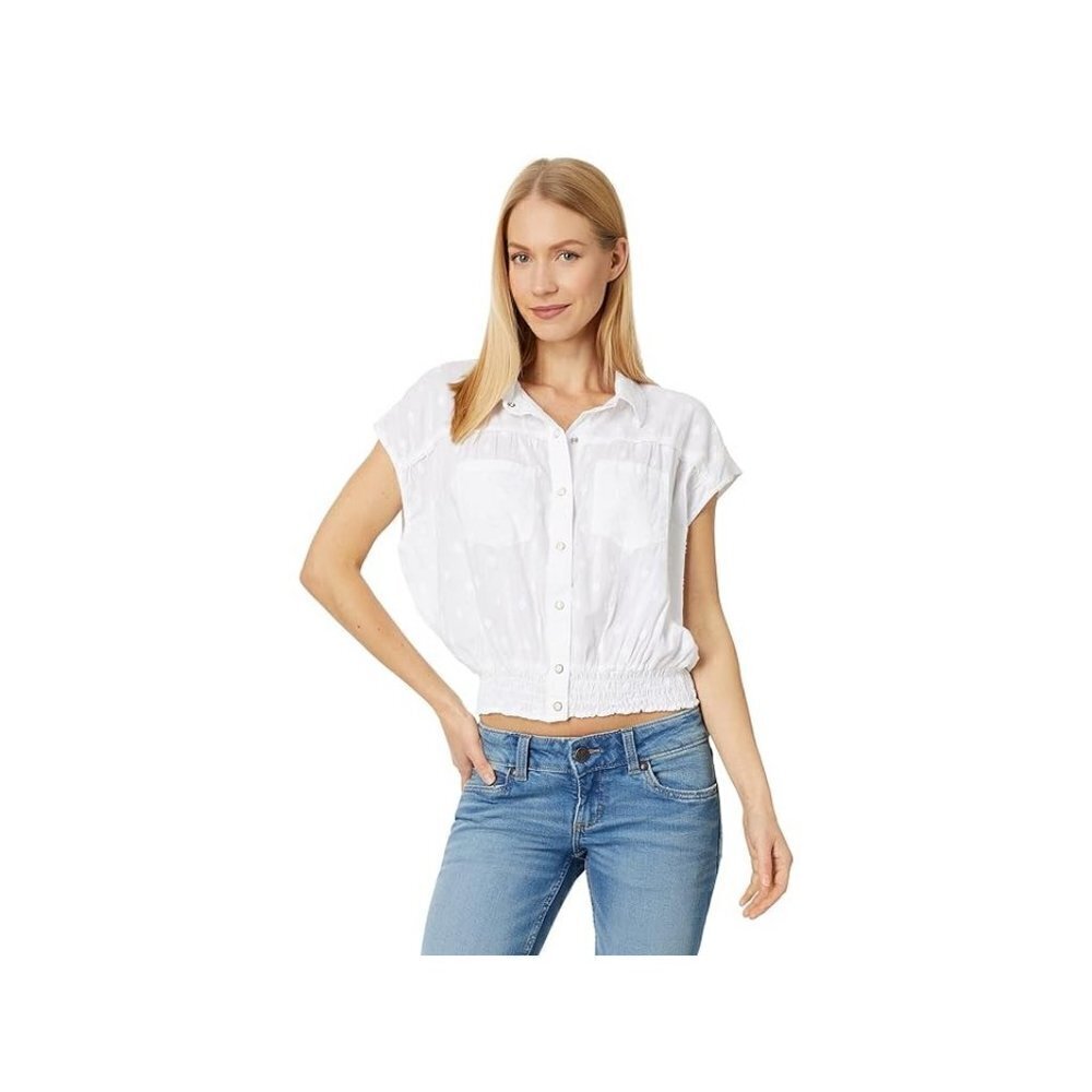 Wrangler Retro Women's Sleeveless Smocked Blouse Shirt - Bright White
